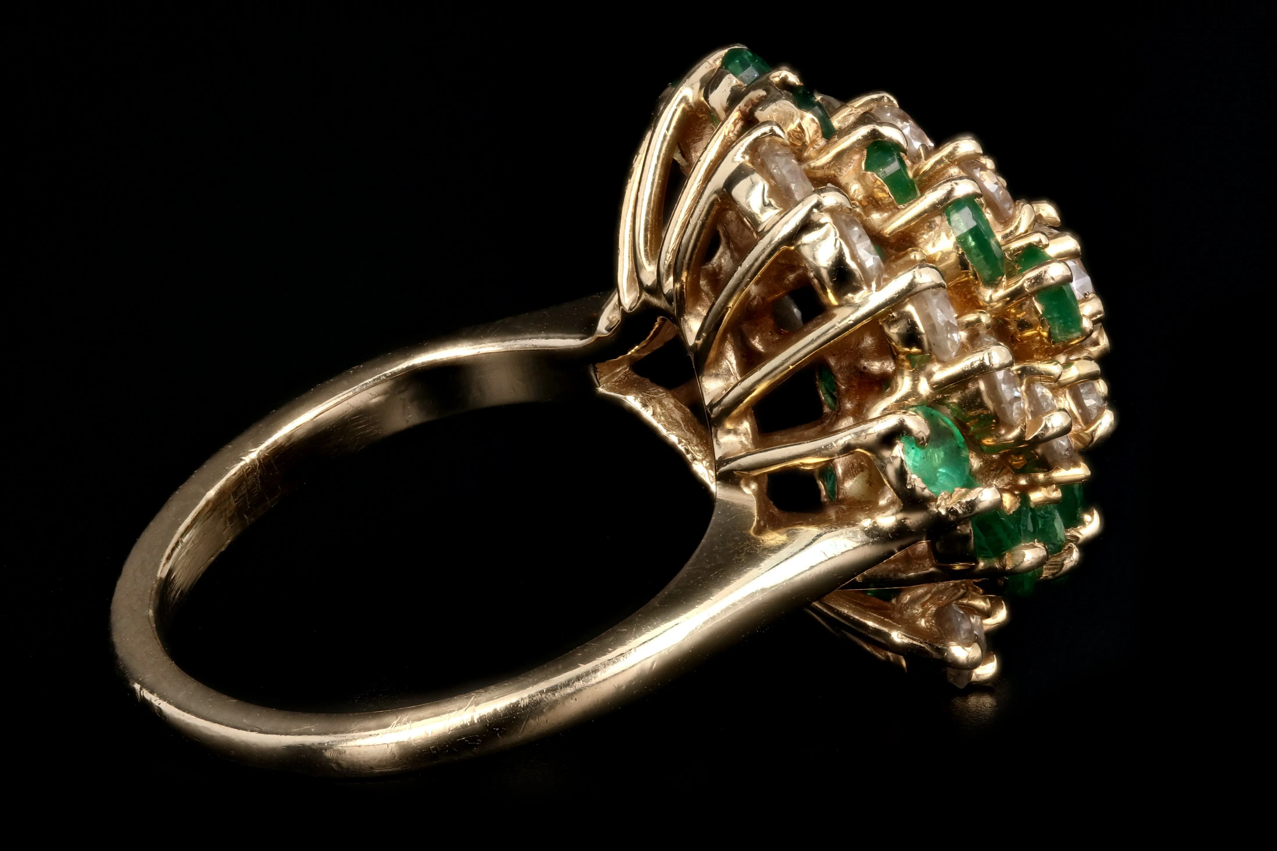 14K Yellow Gold 1.5 Carat Emerald and Diamond Ring