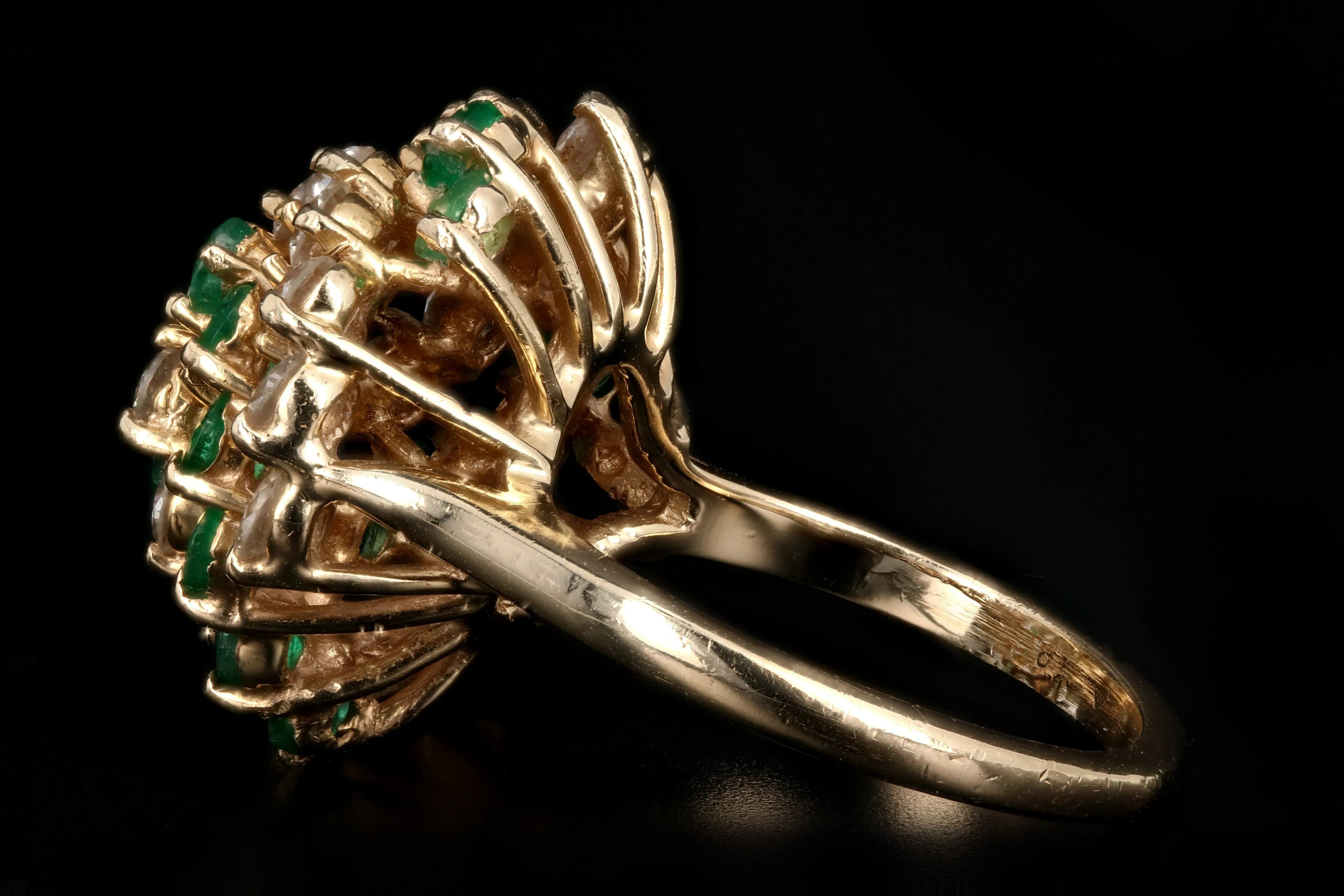 14K Yellow Gold 1.5 Carat Emerald and Diamond Ring