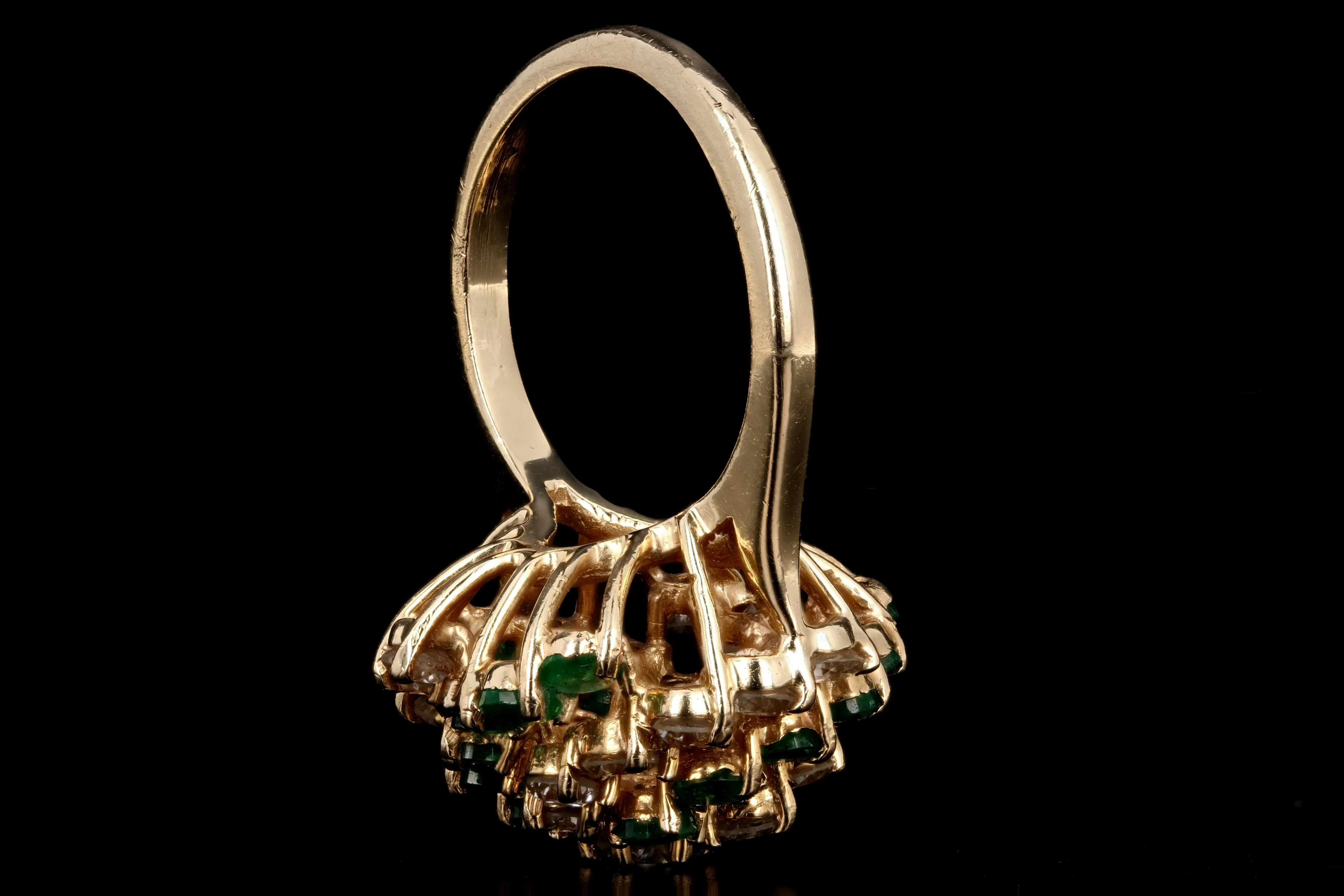 14K Yellow Gold 1.5 Carat Emerald and Diamond Ring