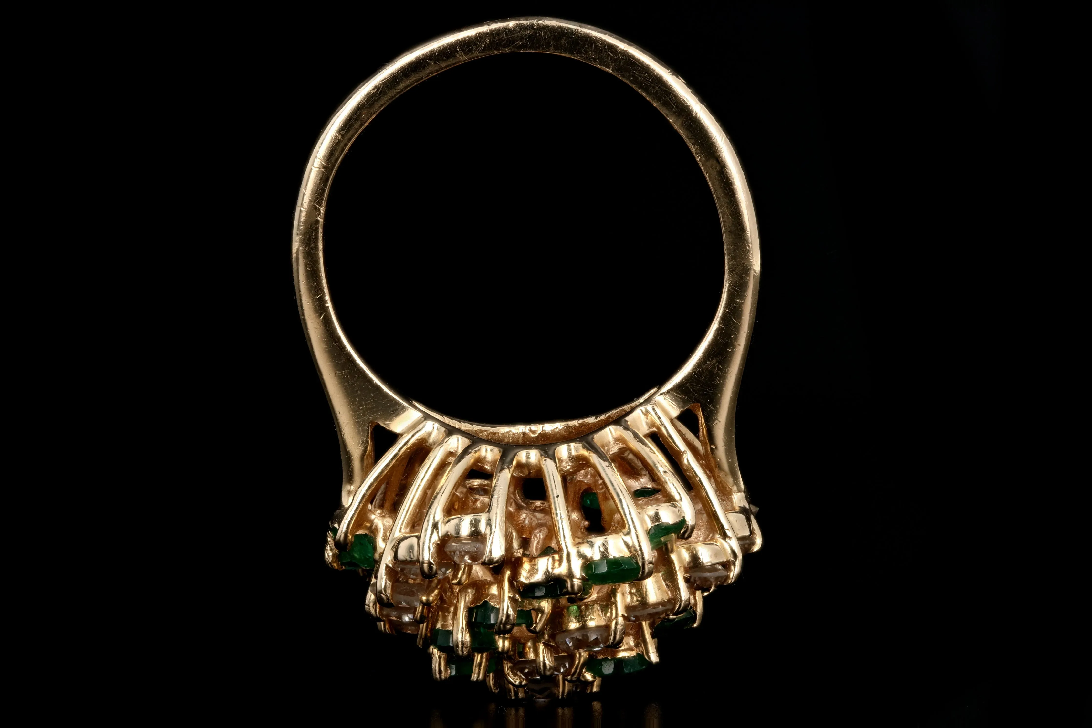 14K Yellow Gold 1.5 Carat Emerald and Diamond Ring