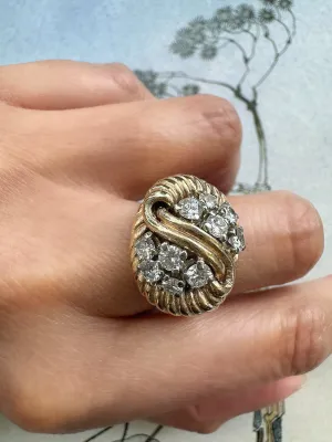 14k Yellow Gold and Diamond Rope Ring