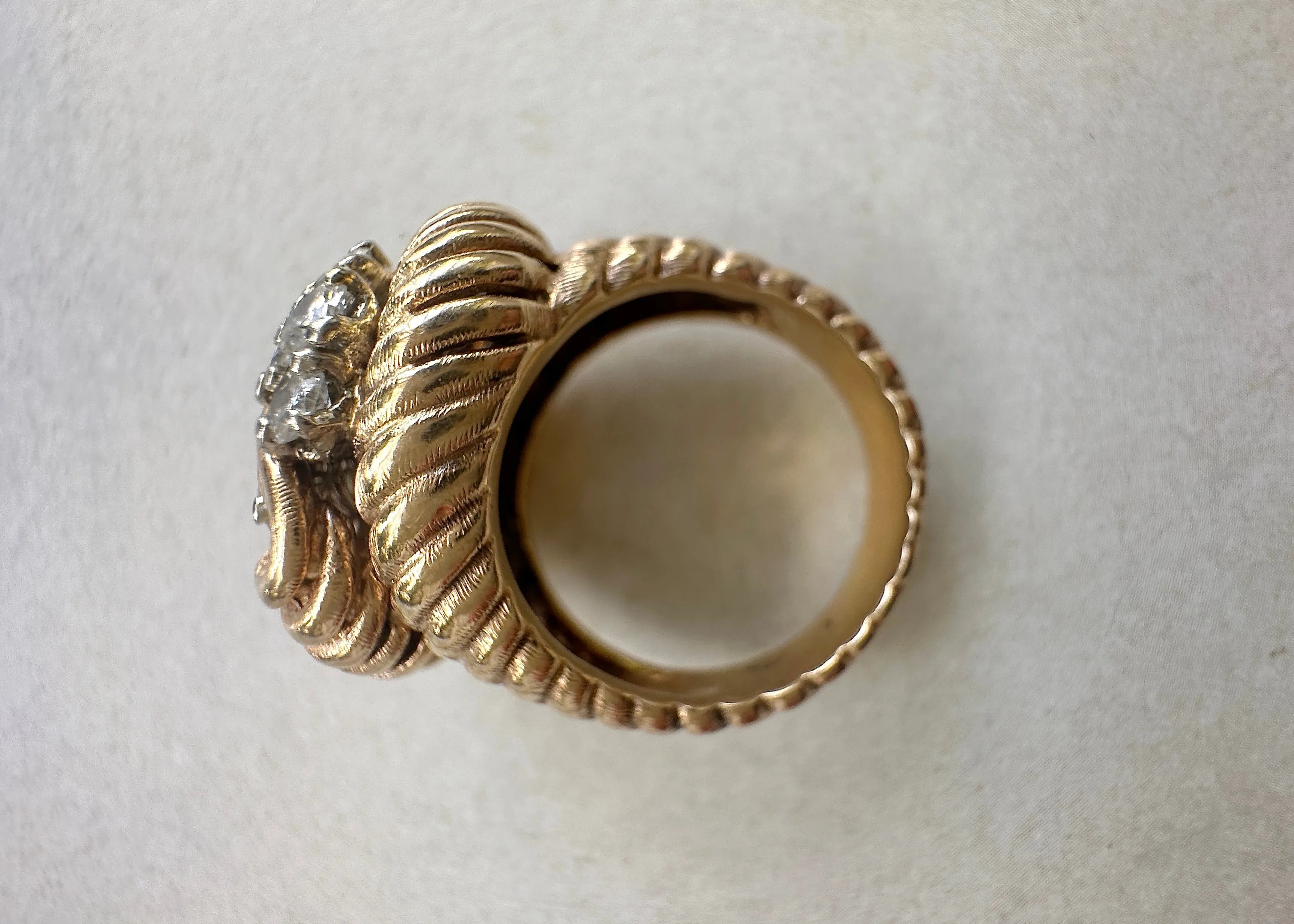 14k Yellow Gold and Diamond Rope Ring