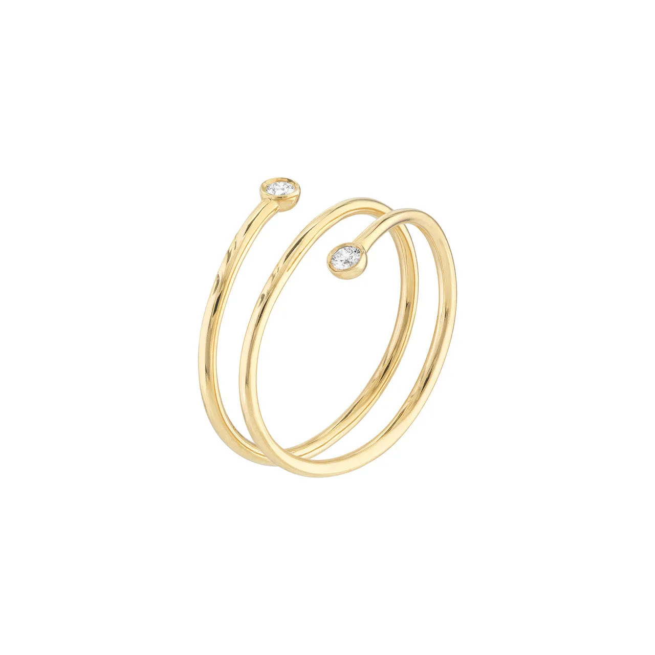14K Yellow Gold Dainty Diamond Wrap Ring
