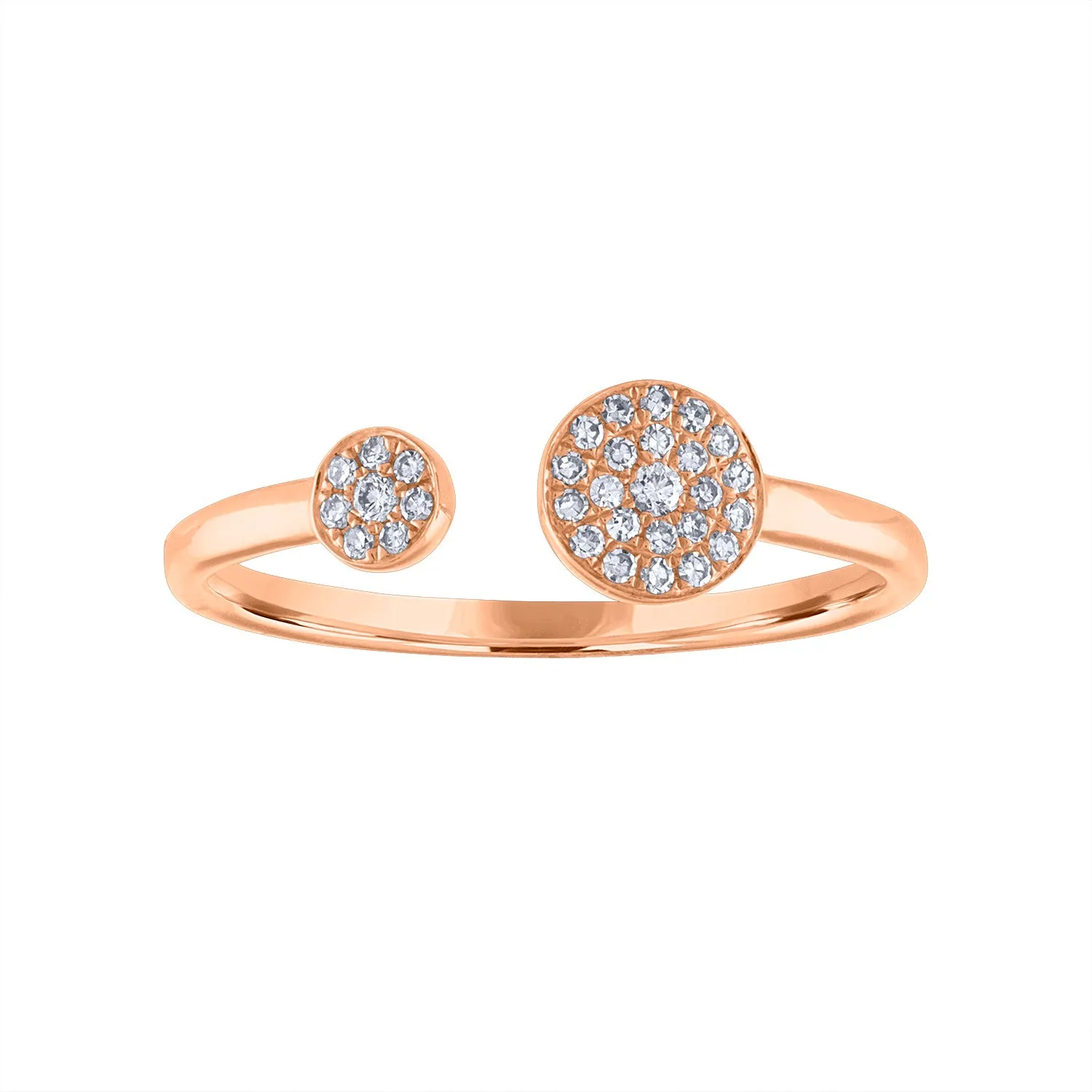 14KT GOLD DOUBLE DIAMOND DISK CUFF RING