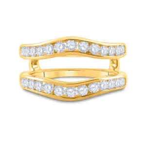 14kt Two-Tone Yellow Gold Womens Round Diamond Wrap Ring Guard Enhancer 1.00 Cttw