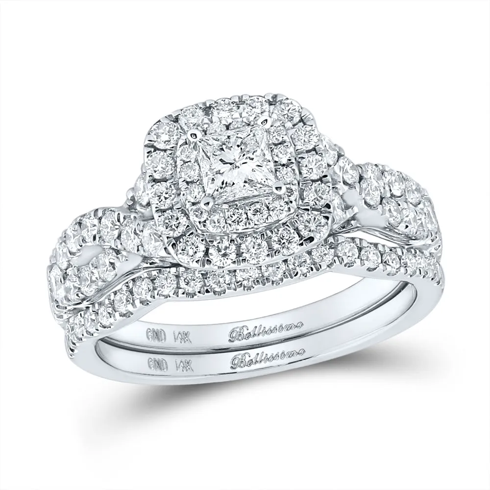 14kt White Gold Womens Round Diamond Bridal Wedding Engagement Ring Band Set 1-1/4 Cttw (Certified)
