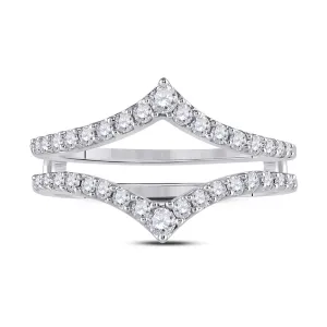 14kt White Gold Womens Round Diamond Ring Guard Wrap Enhancer Wedding Band 1/2 Cttw