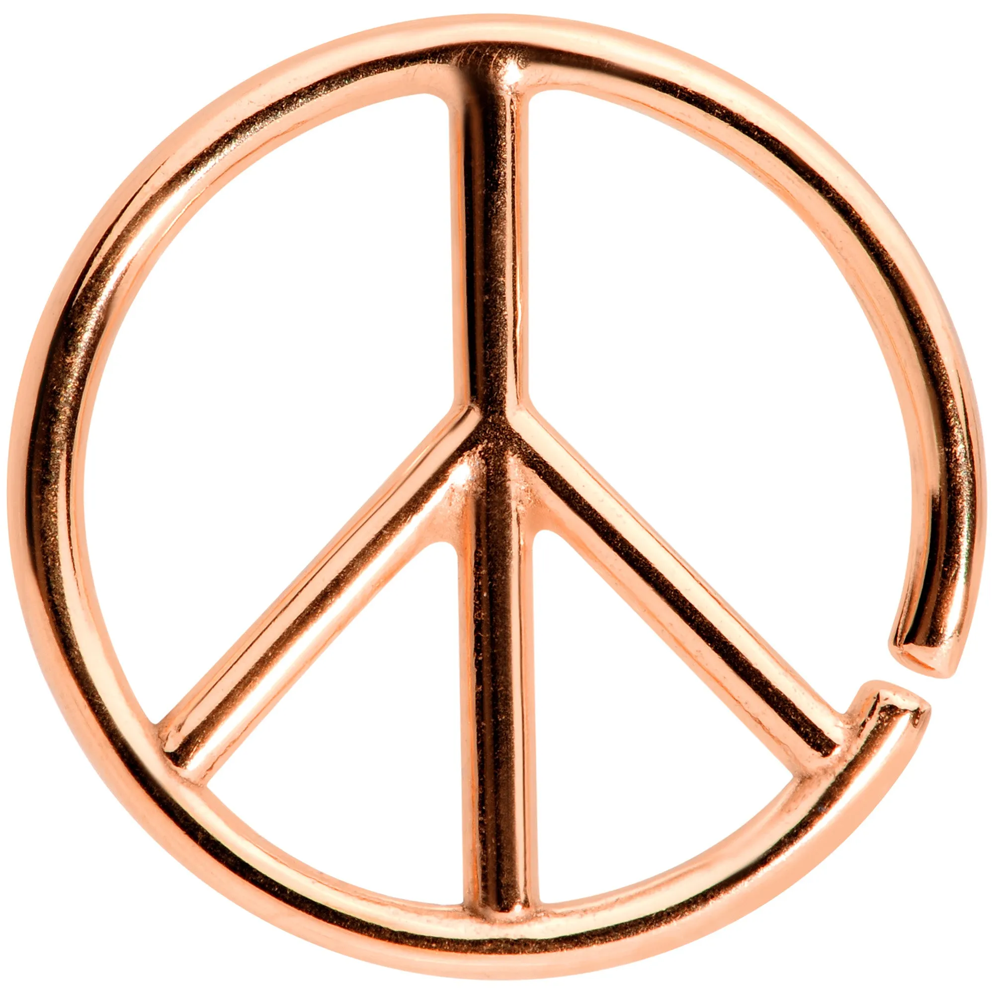 16 Gauge 1/4 Rose Gold Tone Retro Peace Sign Closure Ring