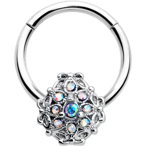 16 Gauge 3/8 Aurora Gem Retro Sunburst Hinged Segment Ring