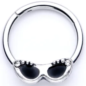 16 Gauge 3/8 Clear Gem 50s Retro Summer Sunglasses Hinged Segment Ring