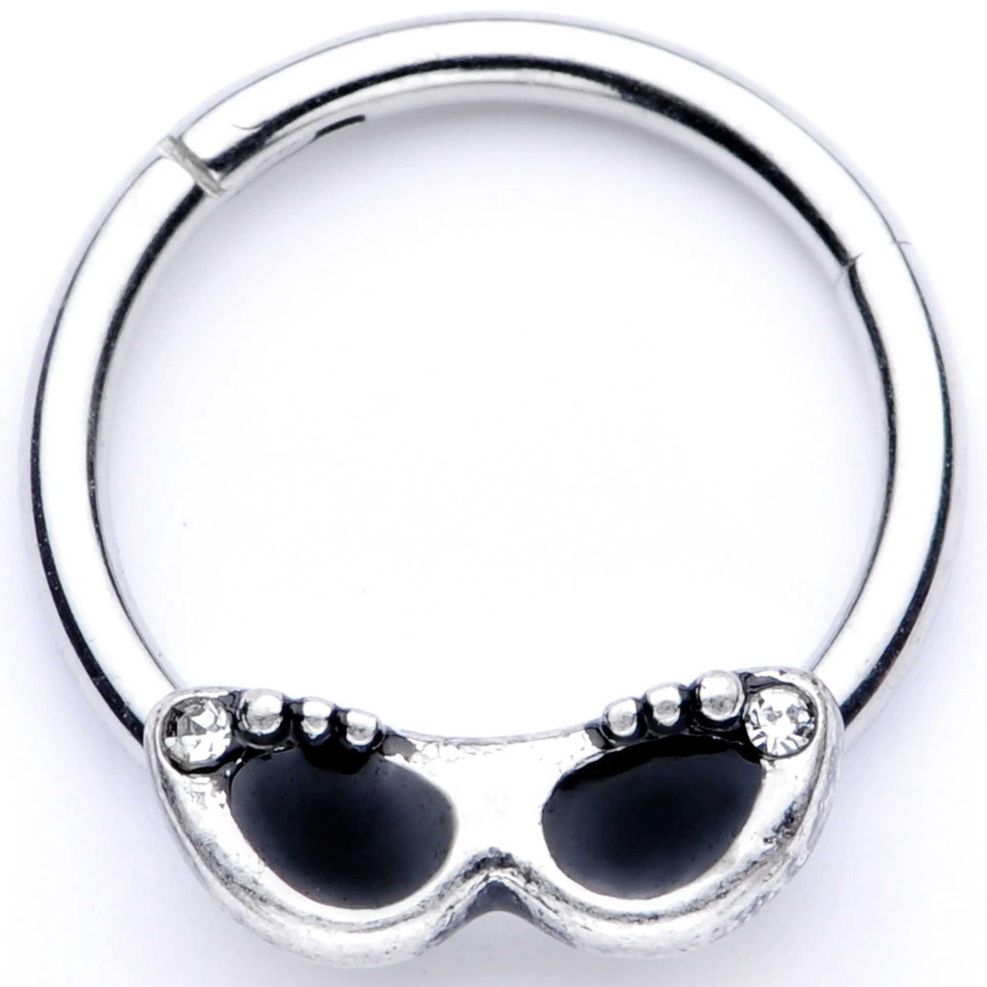 16 Gauge 3/8 Clear Gem 50s Retro Summer Sunglasses Hinged Segment Ring
