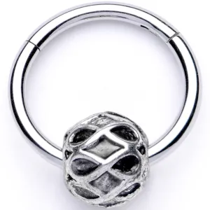 16 Gauge 3/8 Geometric Pattern Bead Hinged Segment Ring