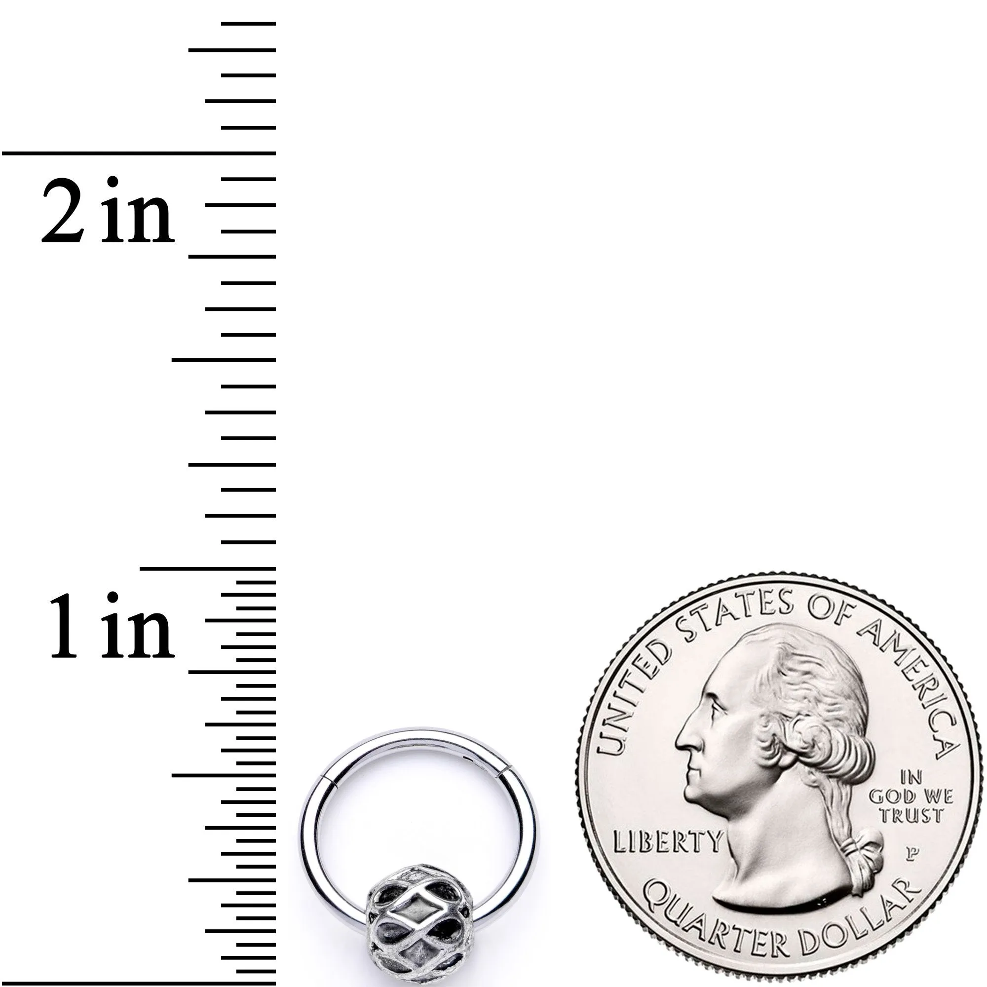 16 Gauge 3/8 Geometric Pattern Bead Hinged Segment Ring