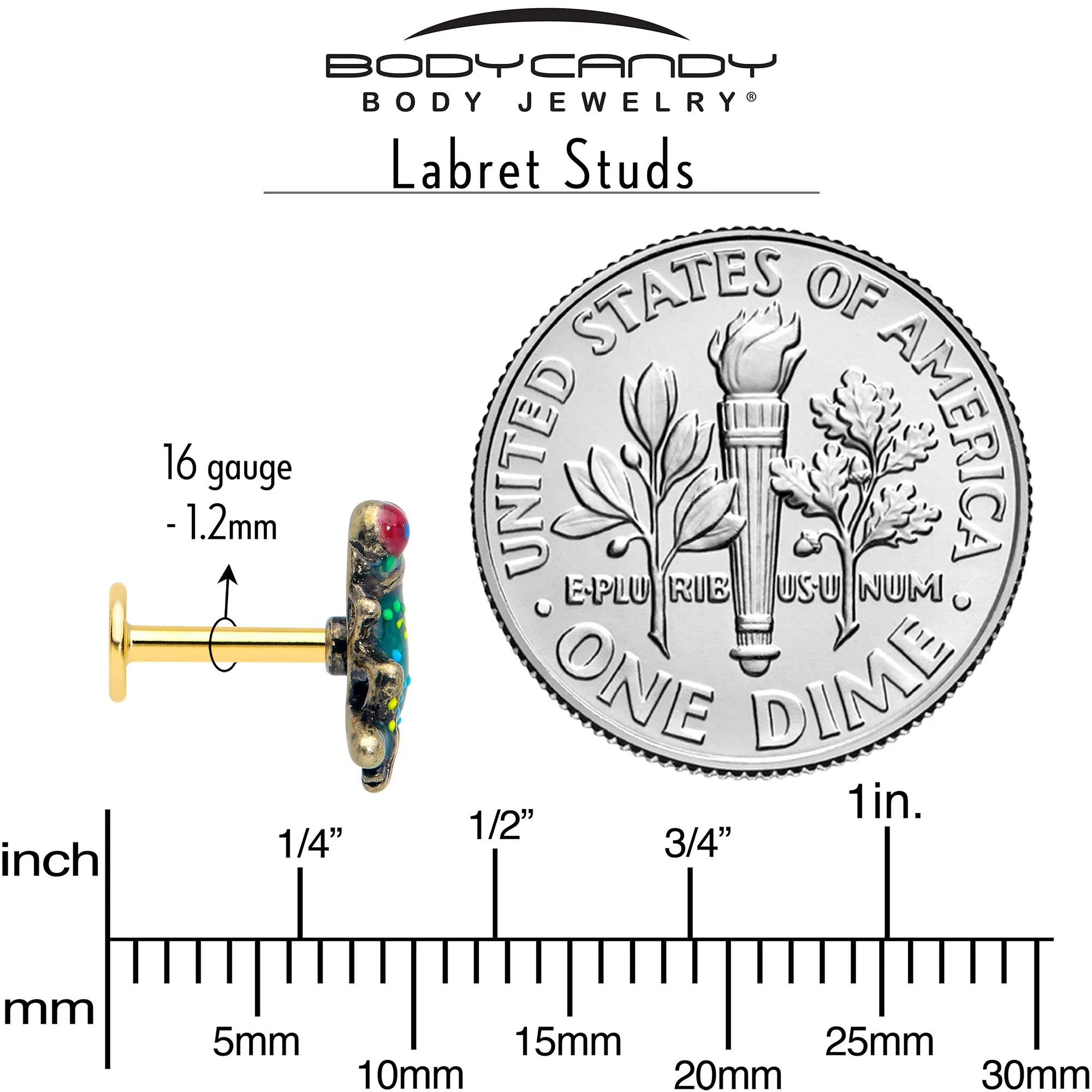 16 Gauge Frog Flat Back Earring Set Internally Threaded 3 Pack