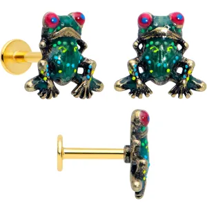 16 Gauge Frog Flat Back Earring Set Internally Threaded 3 Pack