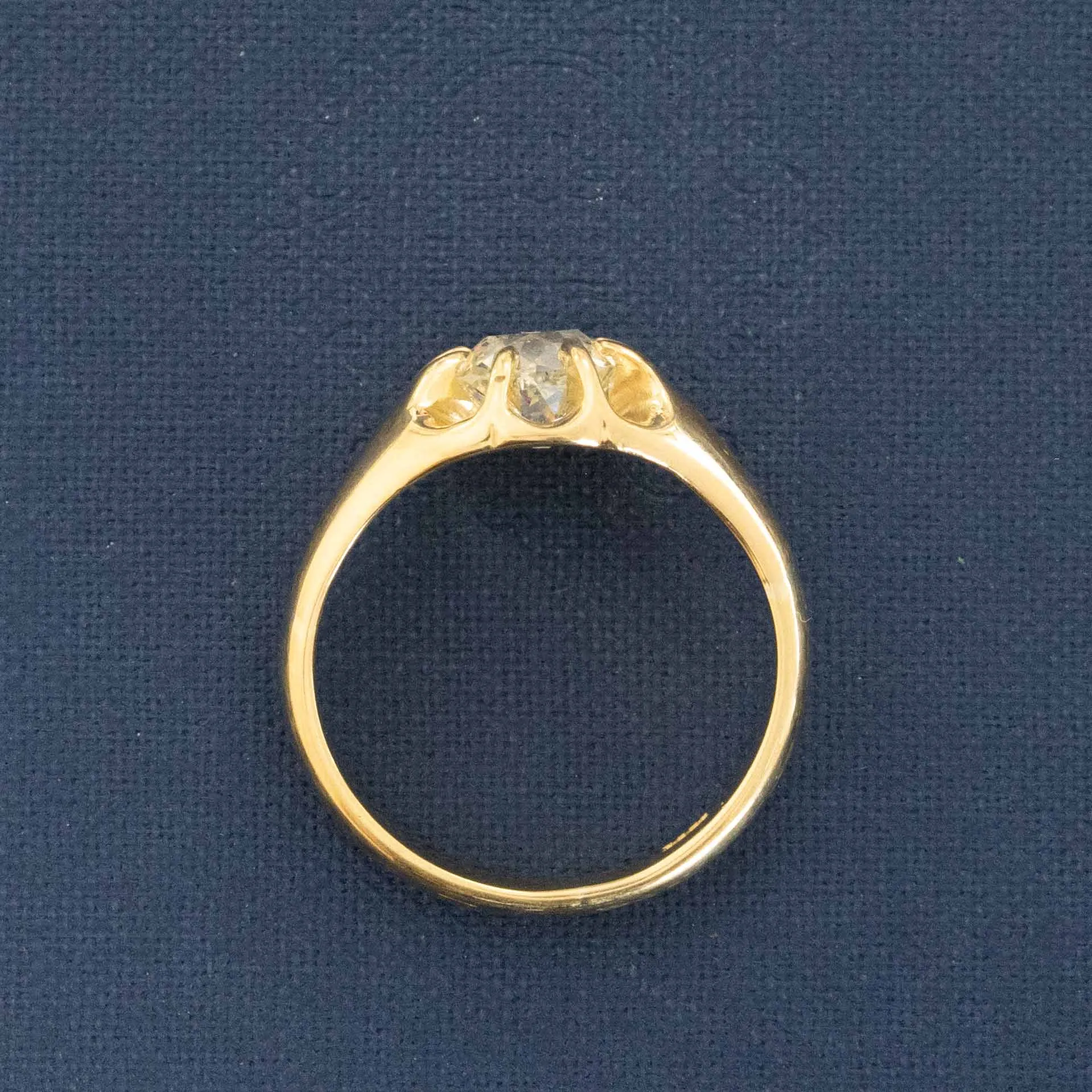 1.64ct Antique Old Mine Cut Diamond Belcher Ring, GIA L SI2