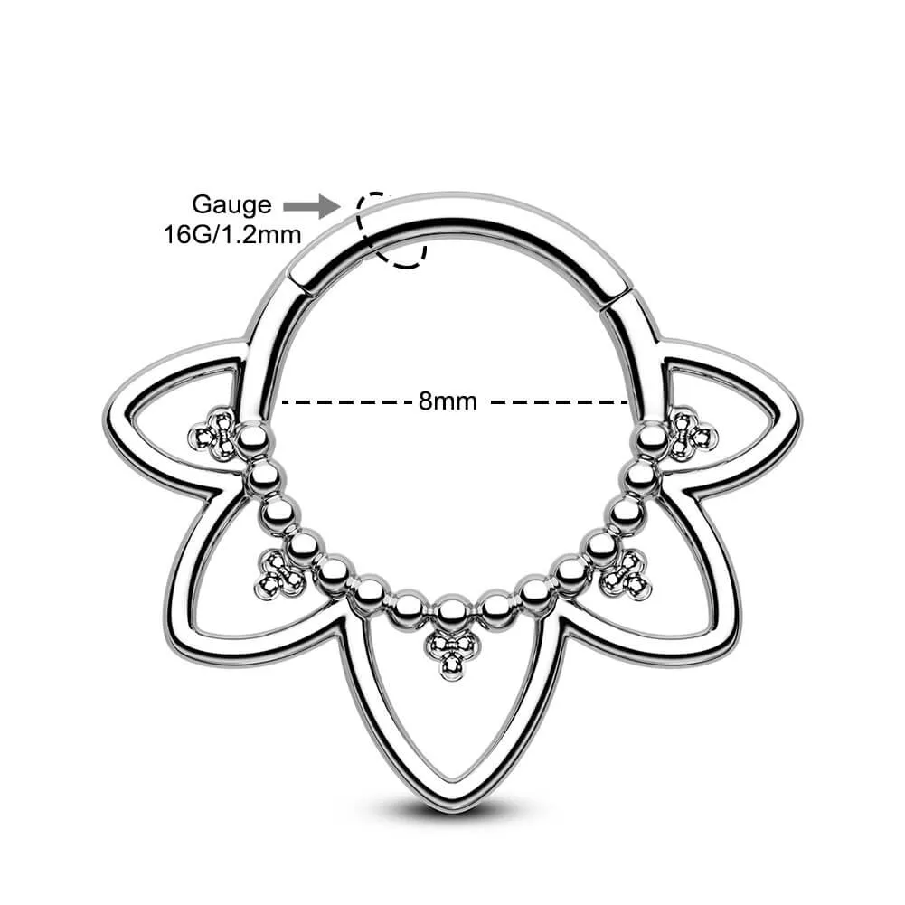 16G Titanium Lotus Flower Septum Ring Daith Earrings