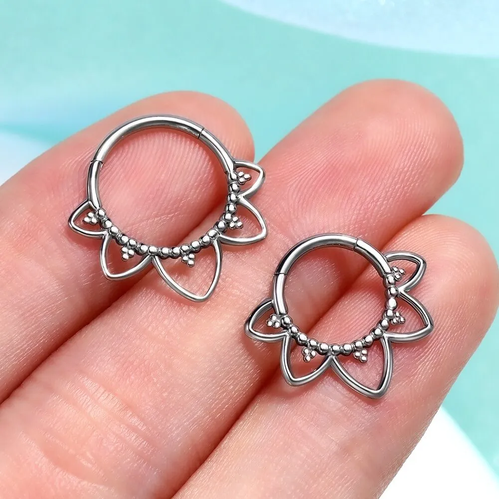 16G Titanium Lotus Flower Septum Ring Daith Earrings