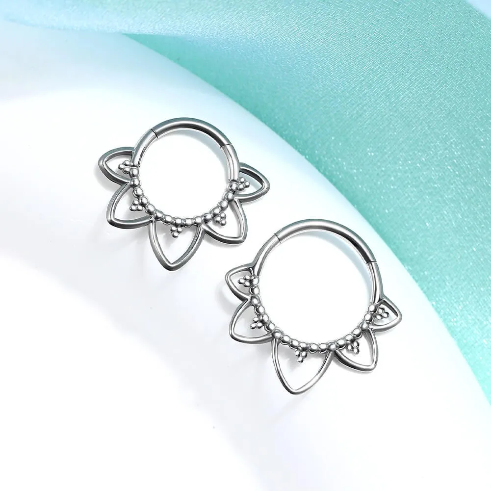 16G Titanium Lotus Flower Septum Ring Daith Earrings