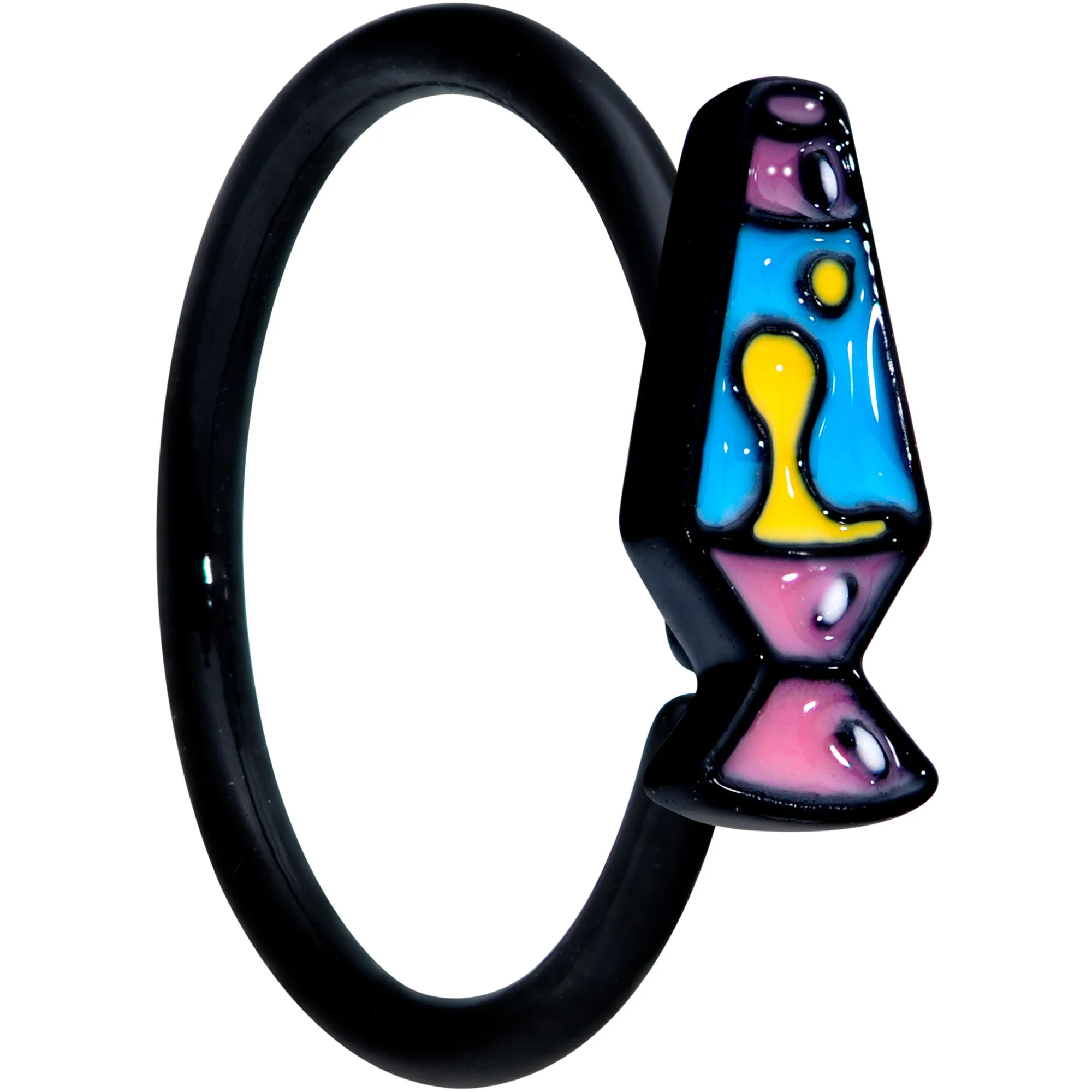 18 Gauge 3/8 Black Retro Lava Lamp Nose Hoop