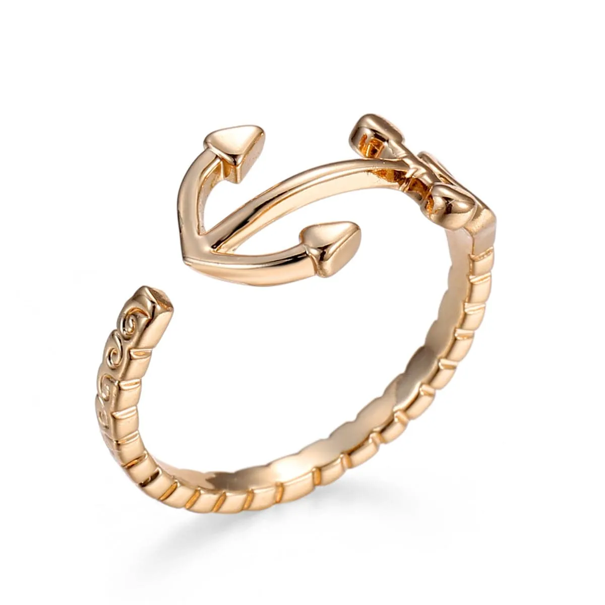 18K Gold-Plated Anchor Open Bypass Ring