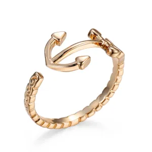 18K Gold-Plated Anchor Open Bypass Ring