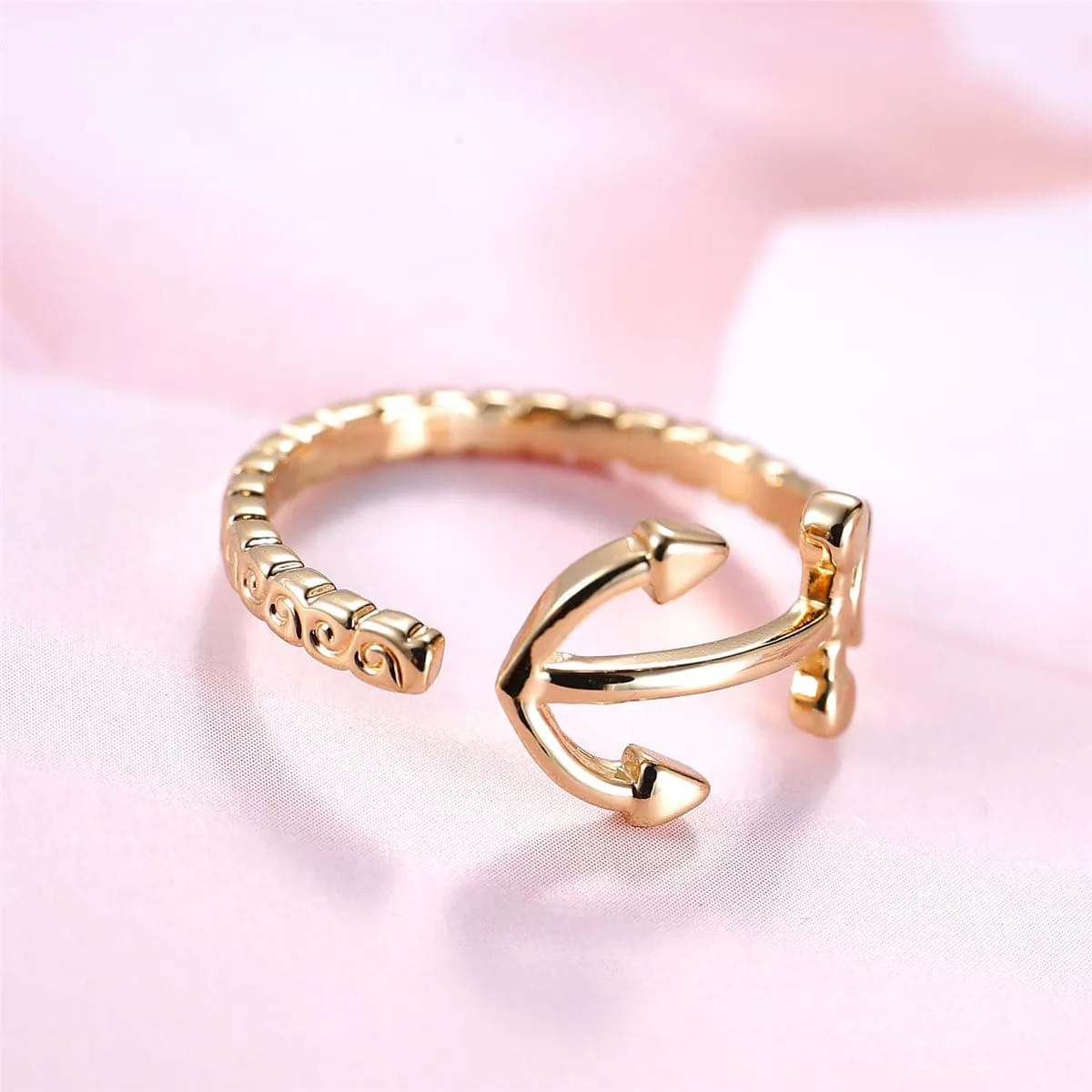 18K Gold-Plated Anchor Open Bypass Ring