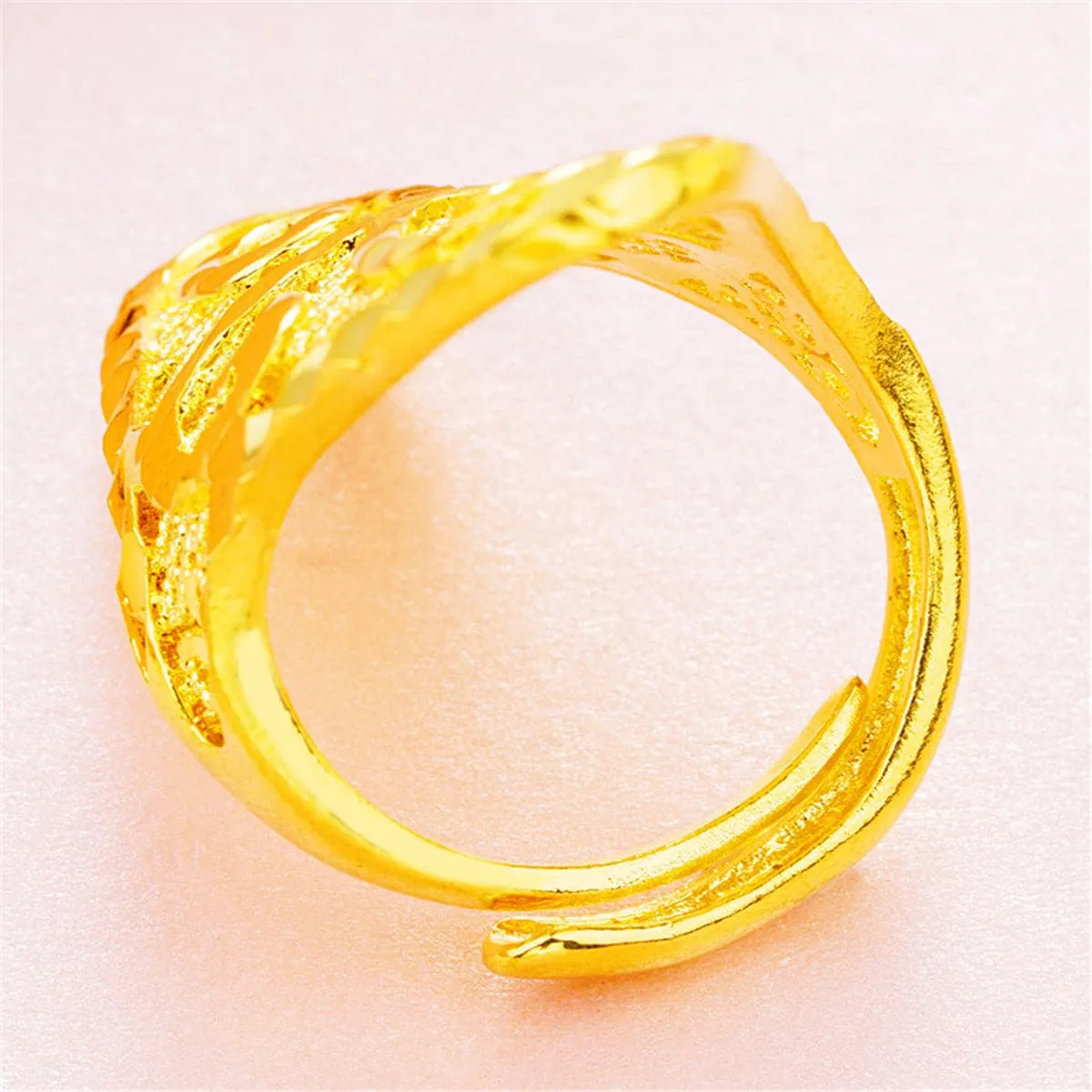 18K Gold-Plated Filigree Adjustable Bypass Ring
