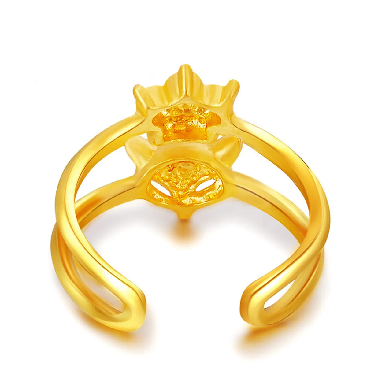 18K Gold-Plated Fox & Crown Openwork Layered Ring
