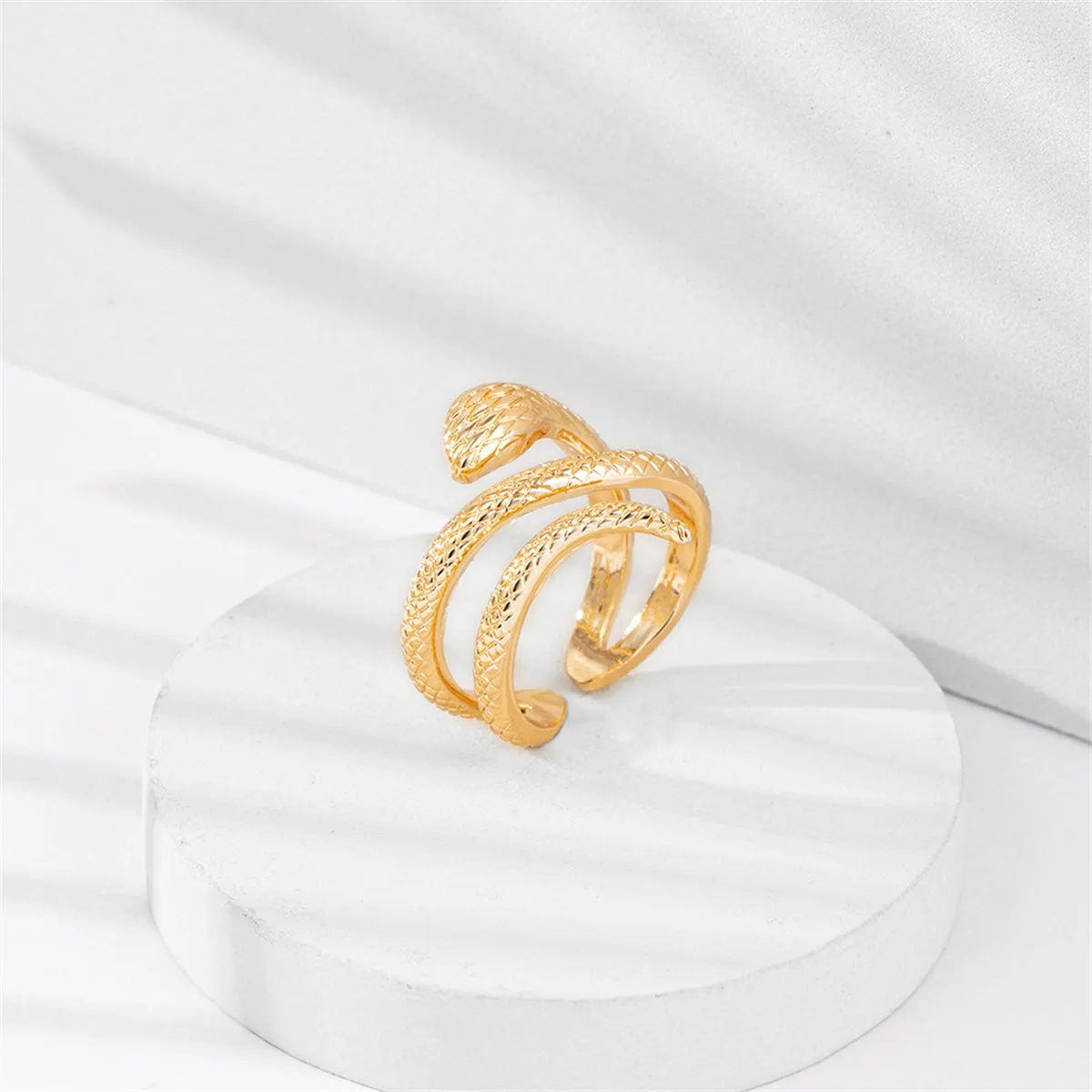 18K Gold-Plated Snake Coiled Open Ring