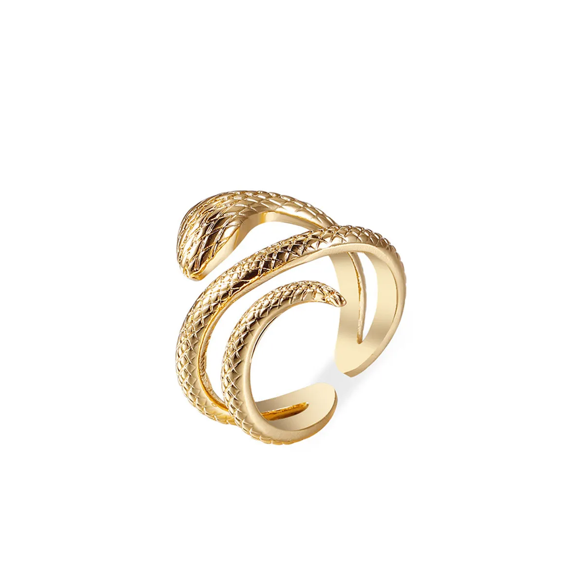 18K Gold-Plated Snake Coiled Open Ring