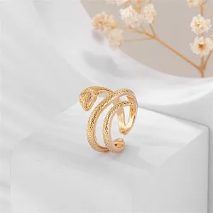 18K Gold-Plated Snake Coiled Open Ring