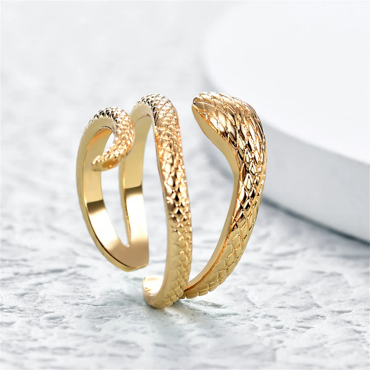 18K Gold-Plated Snake Coiled Open Ring