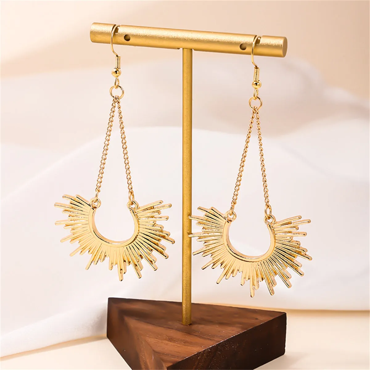 18K Gold-Plated Sunburst Drop Earrings