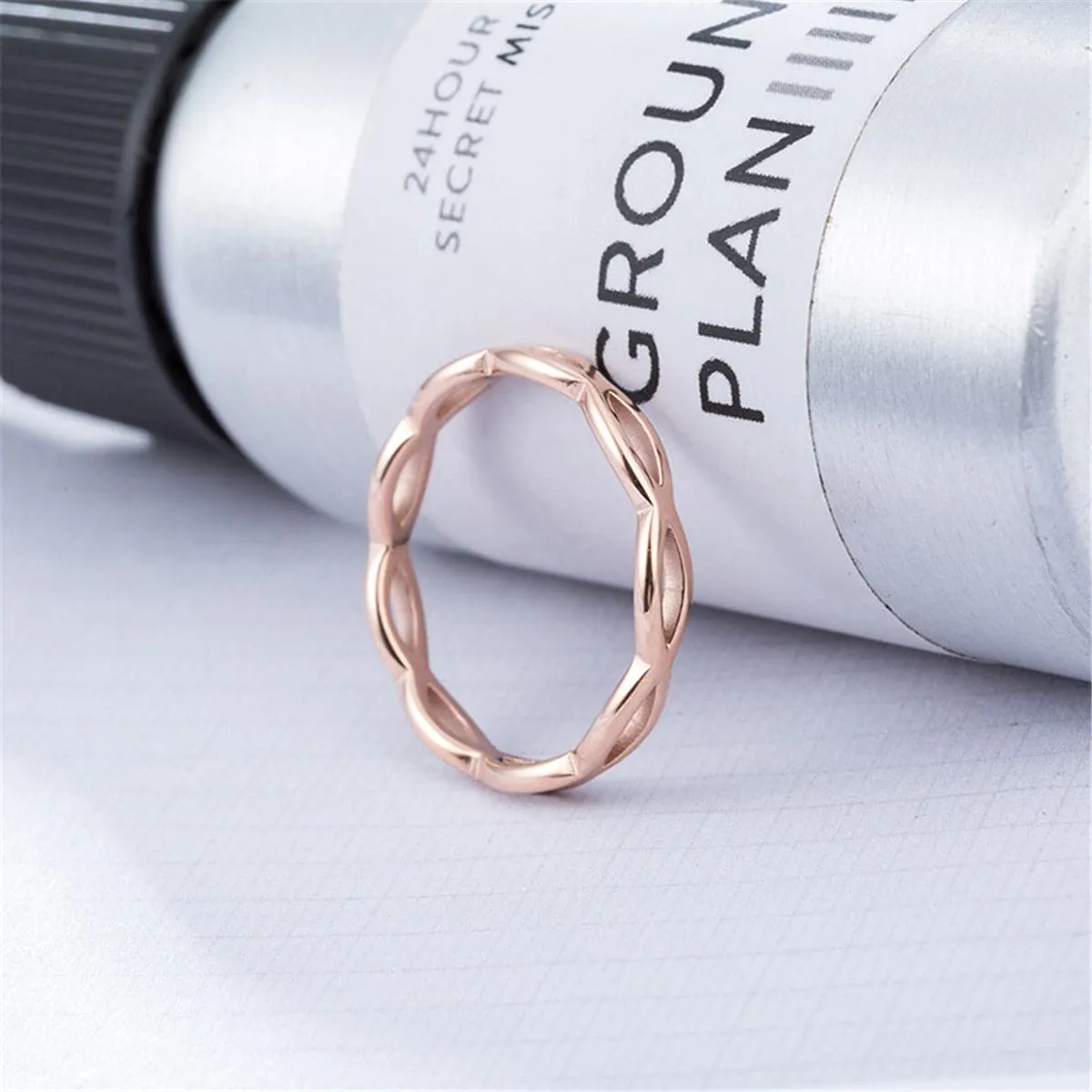 18K Rose Gold-Plated Crossed-Lines Band