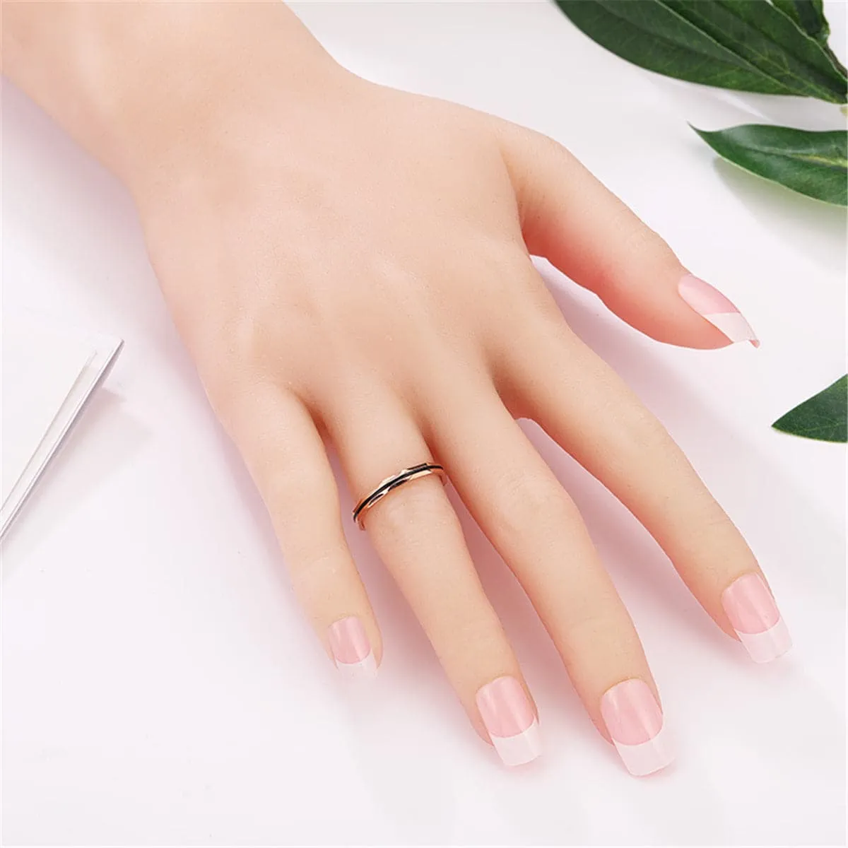 18K Rose Gold-Plated Enamel-Stripe Band Ring