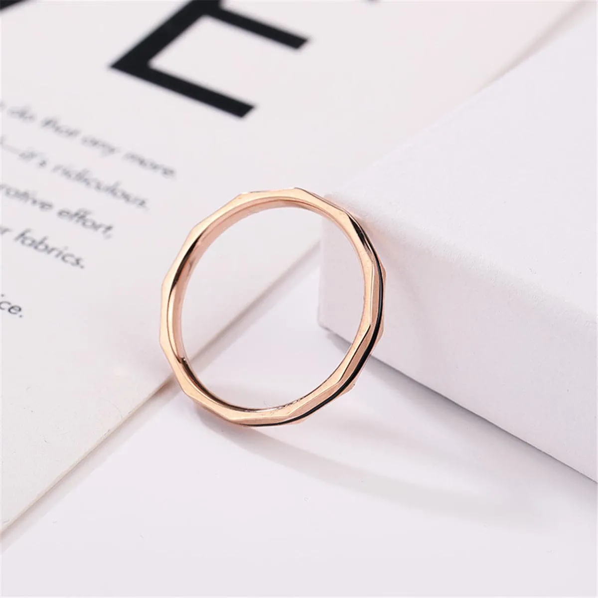18K Rose Gold-Plated Enamel-Stripe Band Ring