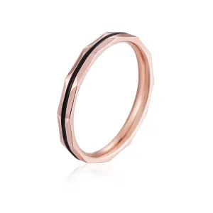 18K Rose Gold-Plated Enamel-Stripe Band Ring