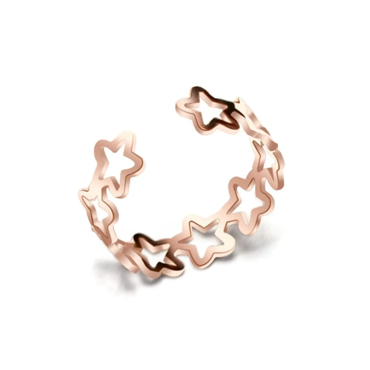 18K Rose Gold-Plated Linking Star Open Ring