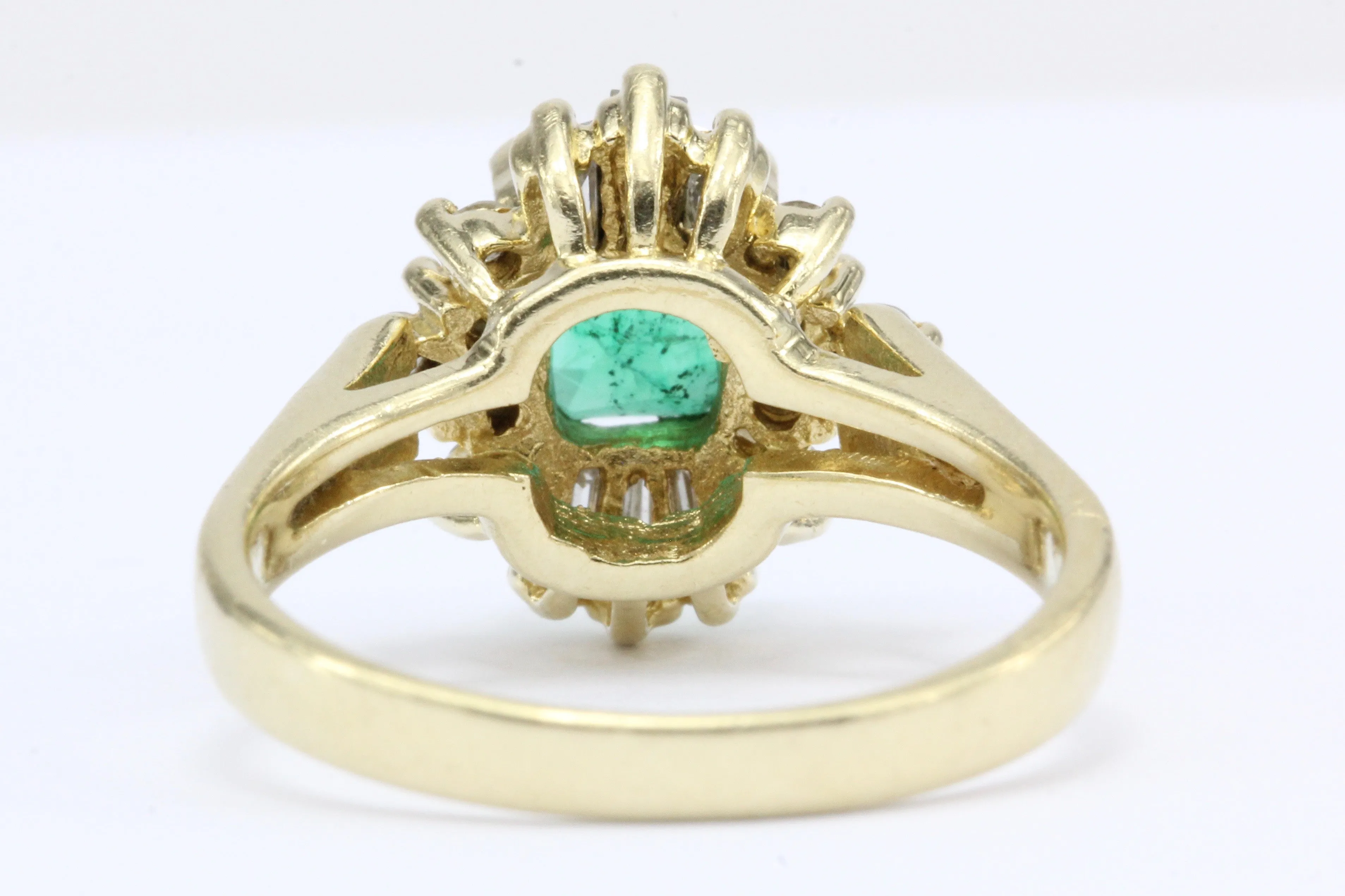 18K Yellow Gold .75 Carat Emerald & Diamond Ring