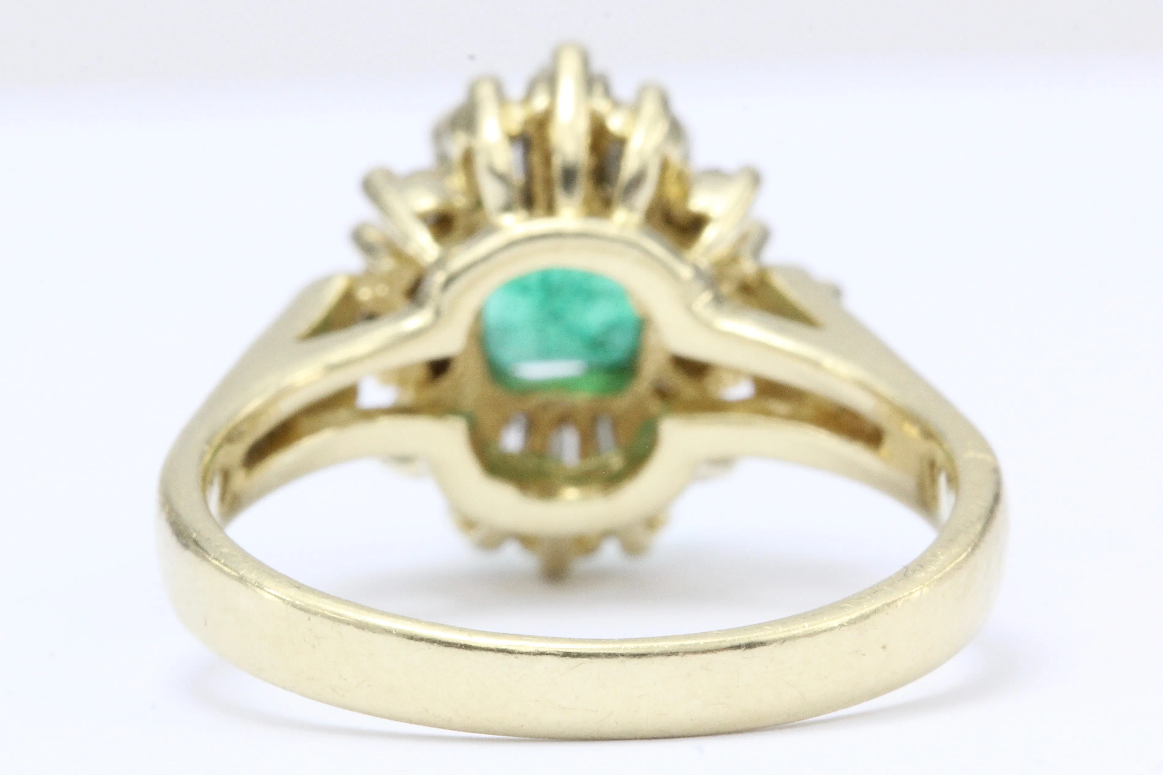 18K Yellow Gold .75 Carat Emerald & Diamond Ring