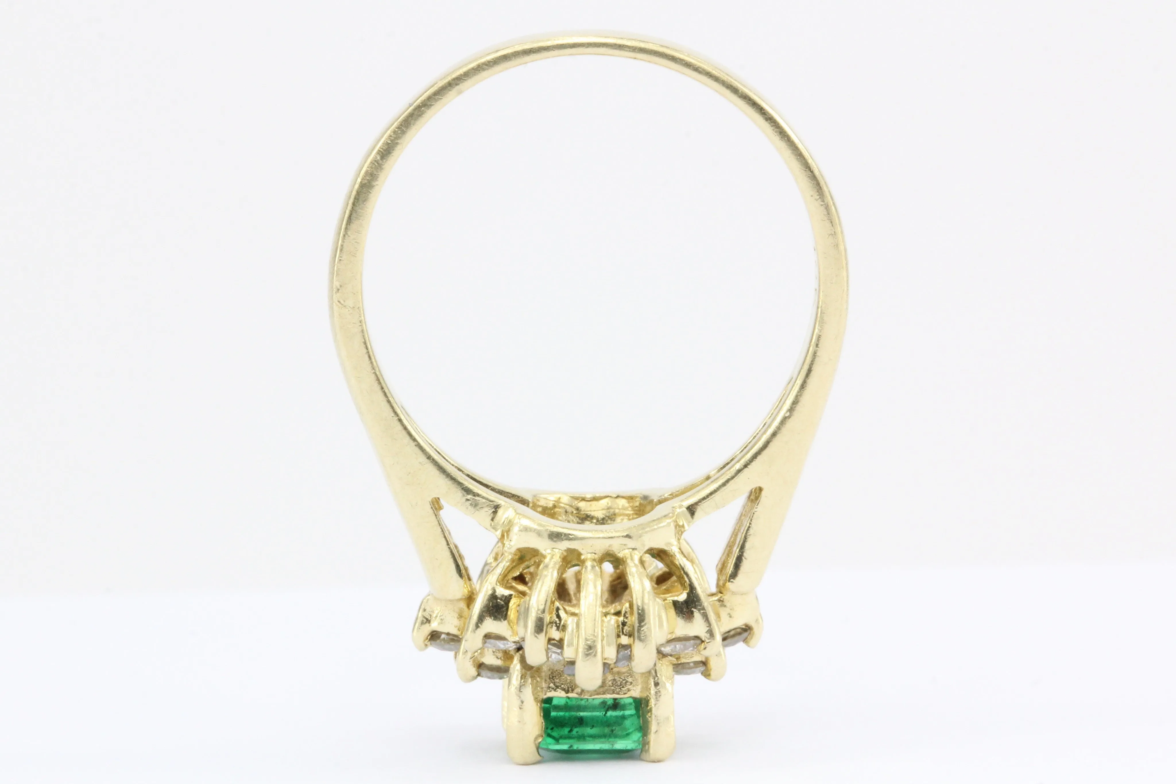 18K Yellow Gold .75 Carat Emerald & Diamond Ring