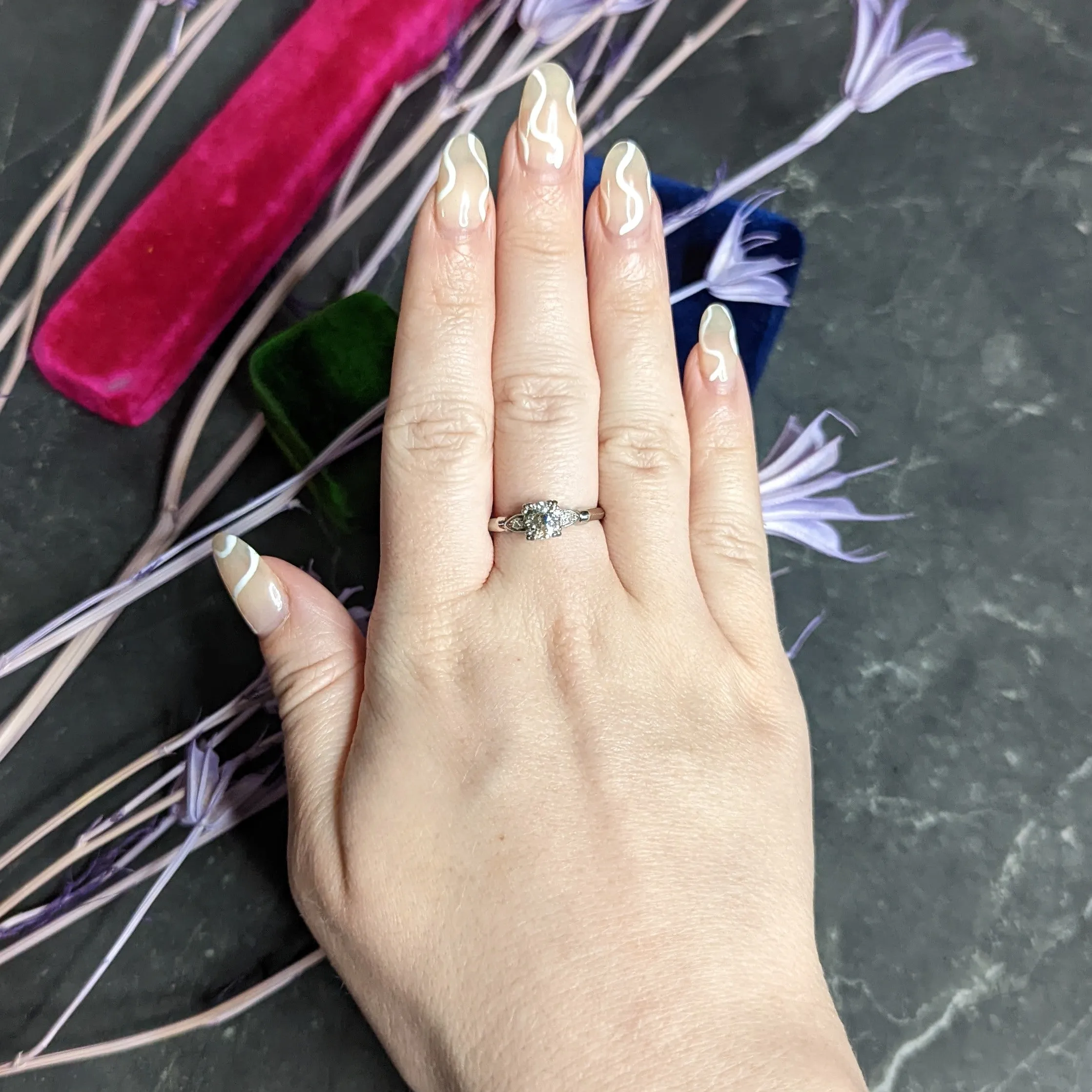 1940's Retro 1.10 CTW Diamond Palladium Engagement Ring