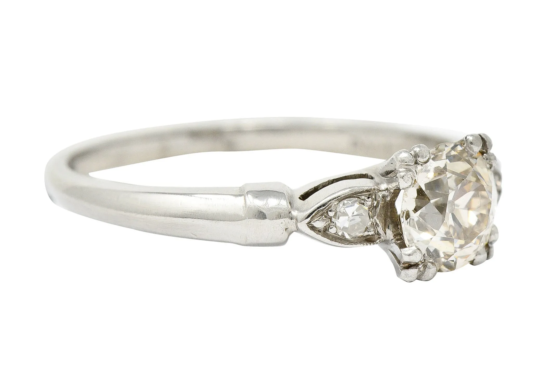 1940's Retro 1.10 CTW Diamond Palladium Engagement Ring