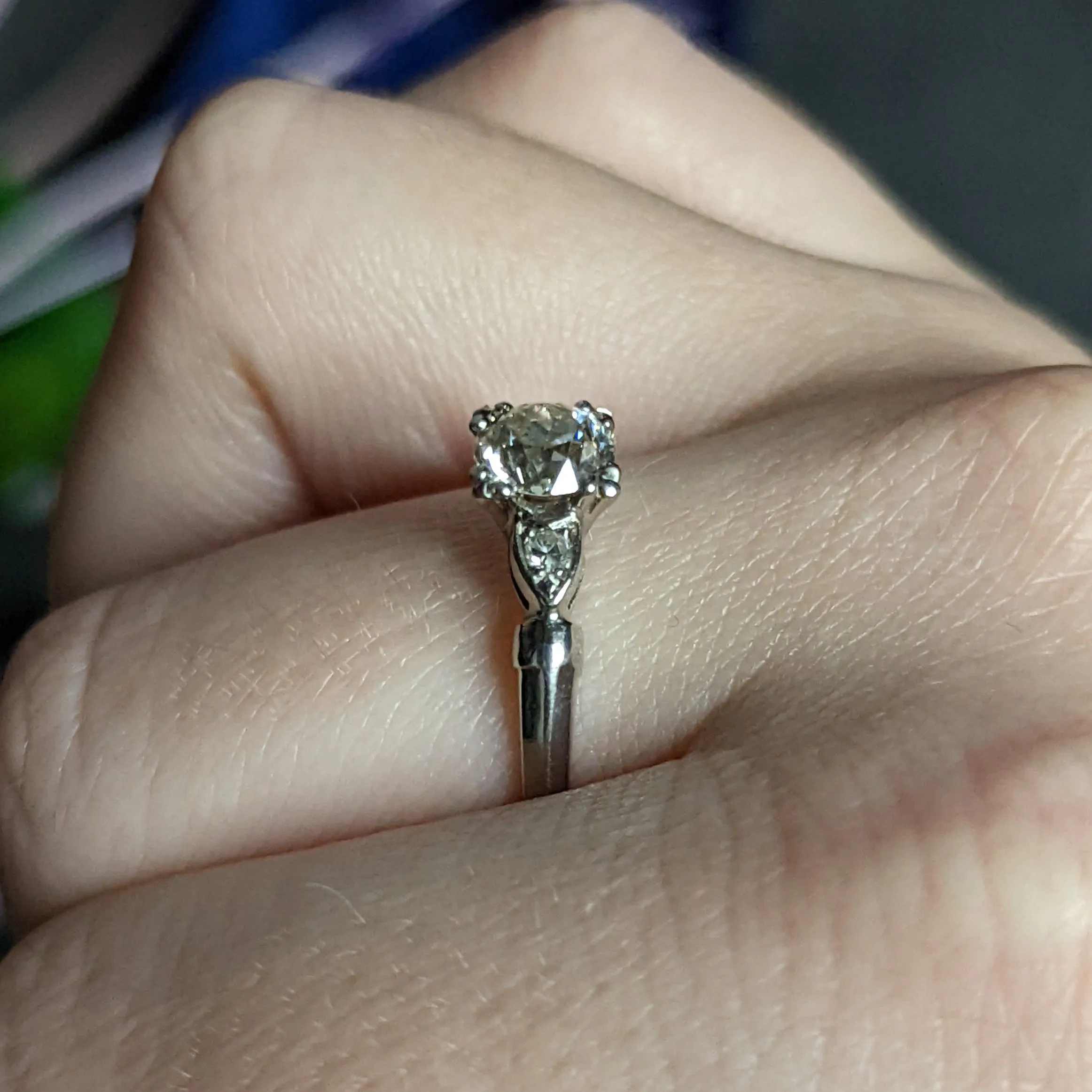 1940's Retro 1.10 CTW Diamond Palladium Engagement Ring