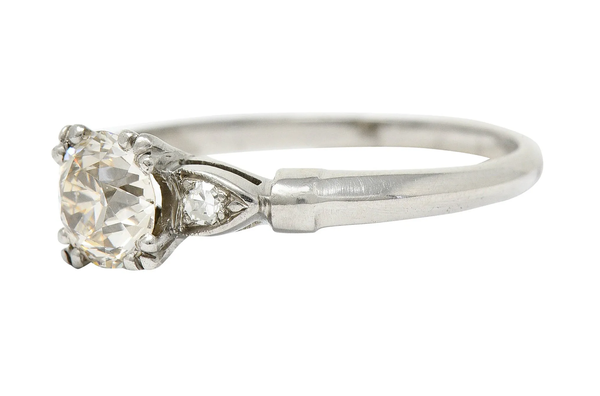 1940's Retro 1.10 CTW Diamond Palladium Engagement Ring