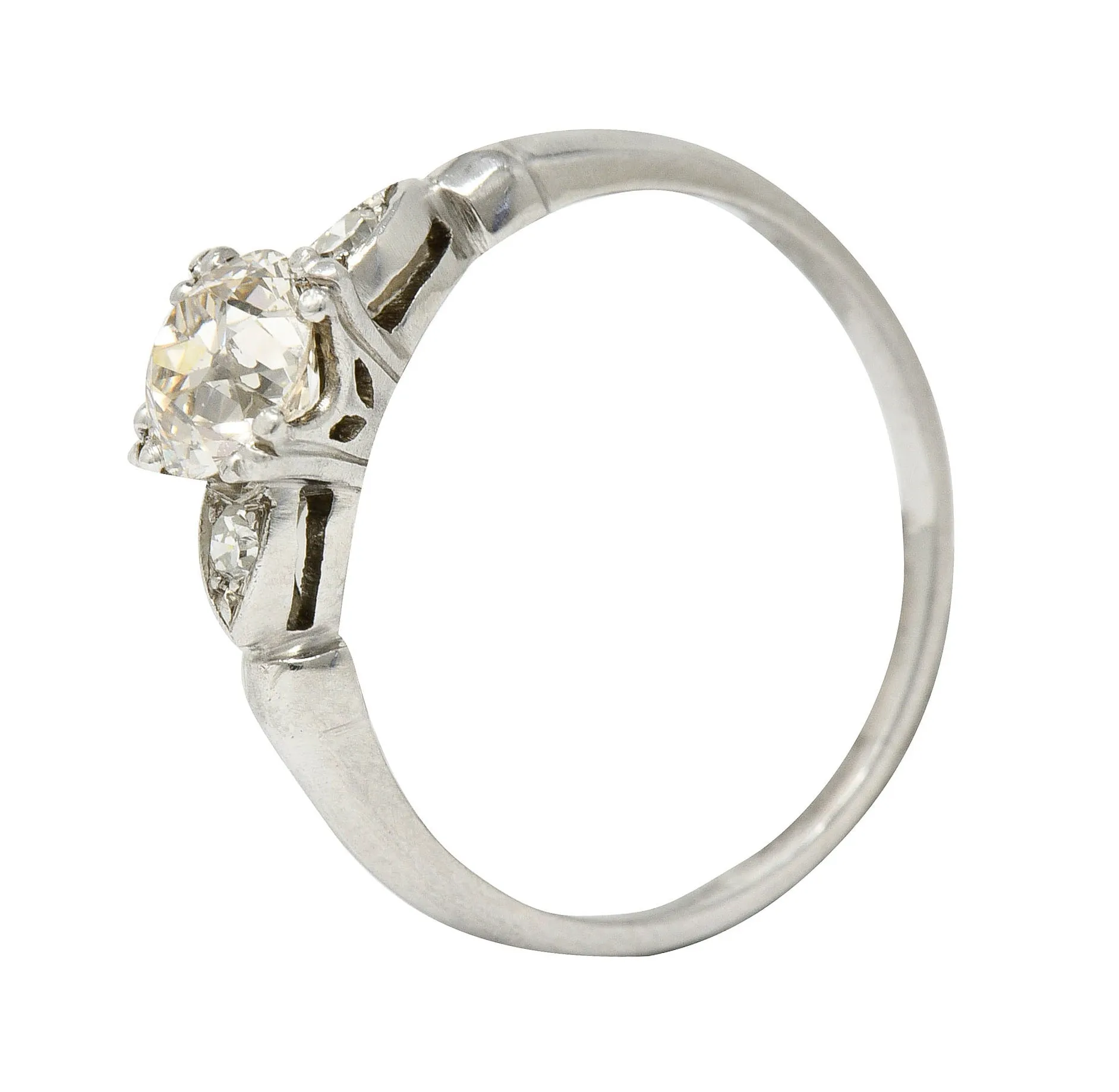 1940's Retro 1.10 CTW Diamond Palladium Engagement Ring