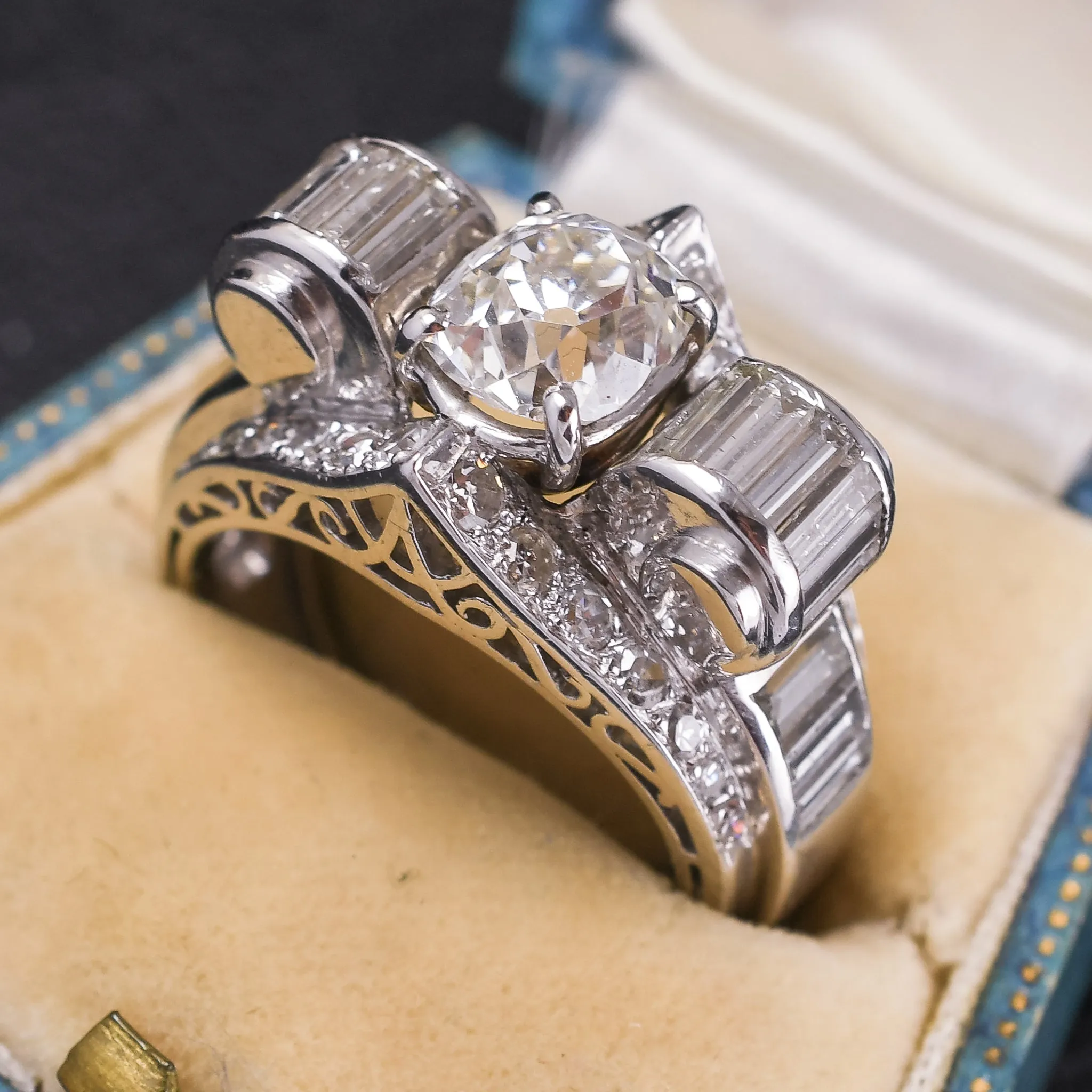 1940s Retro 5.5ct Diamond Cocktail Ring