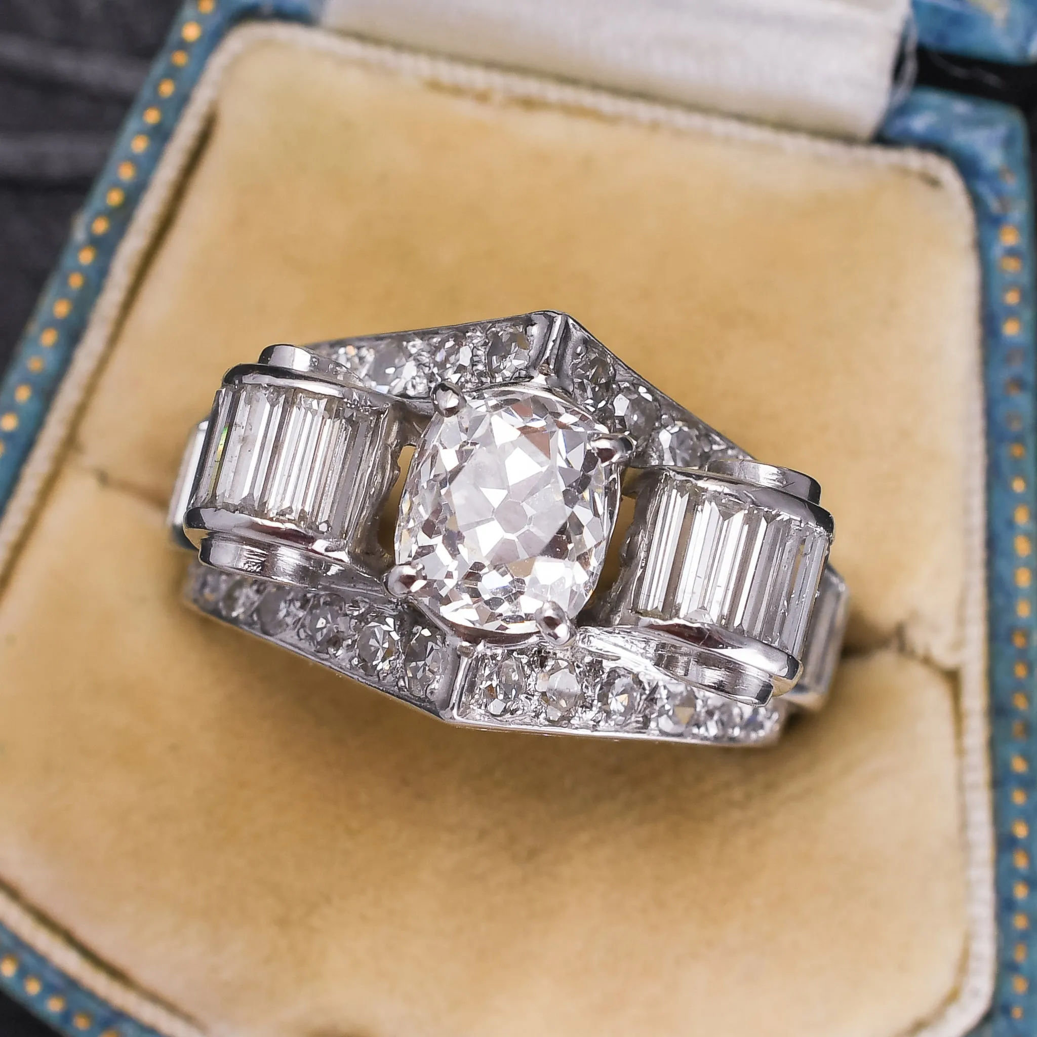1940s Retro 5.5ct Diamond Cocktail Ring
