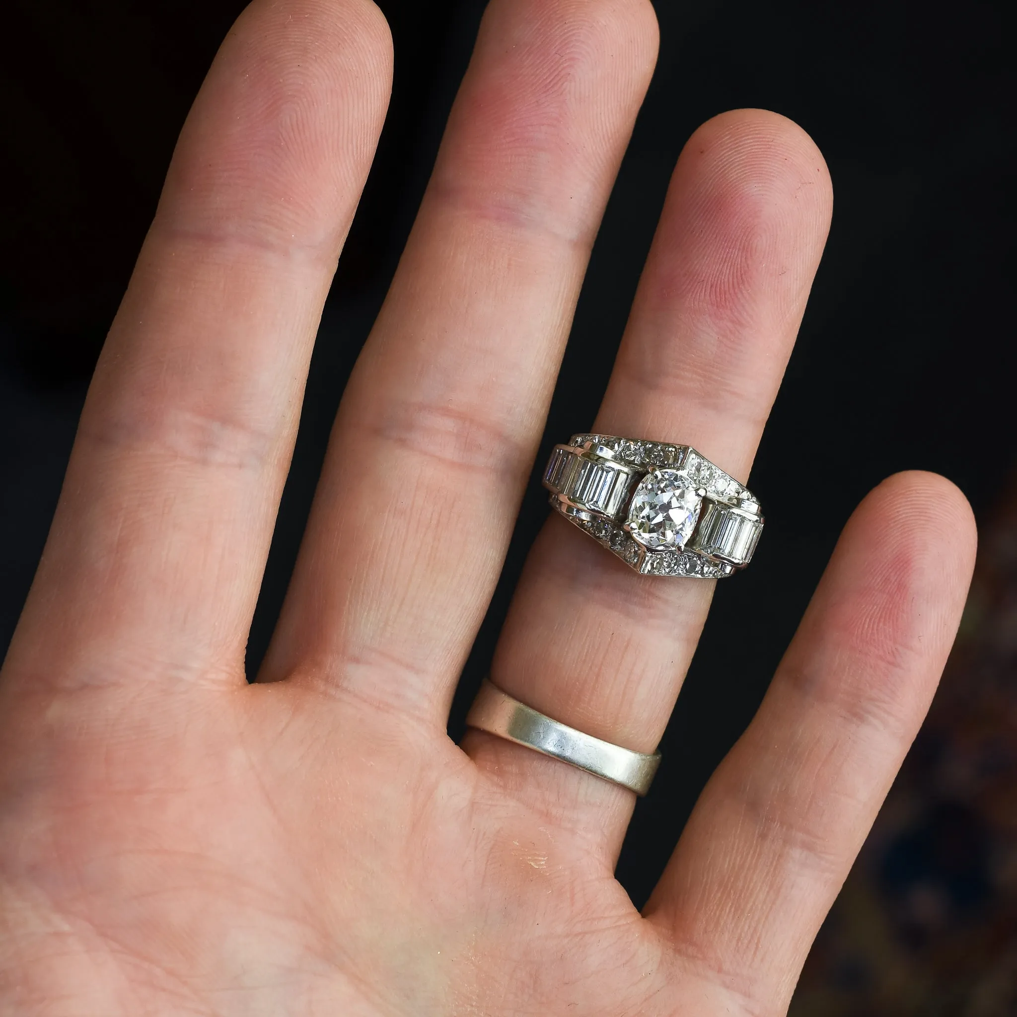 1940s Retro 5.5ct Diamond Cocktail Ring
